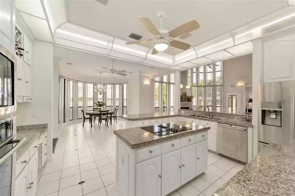 Bright white kitchen with island